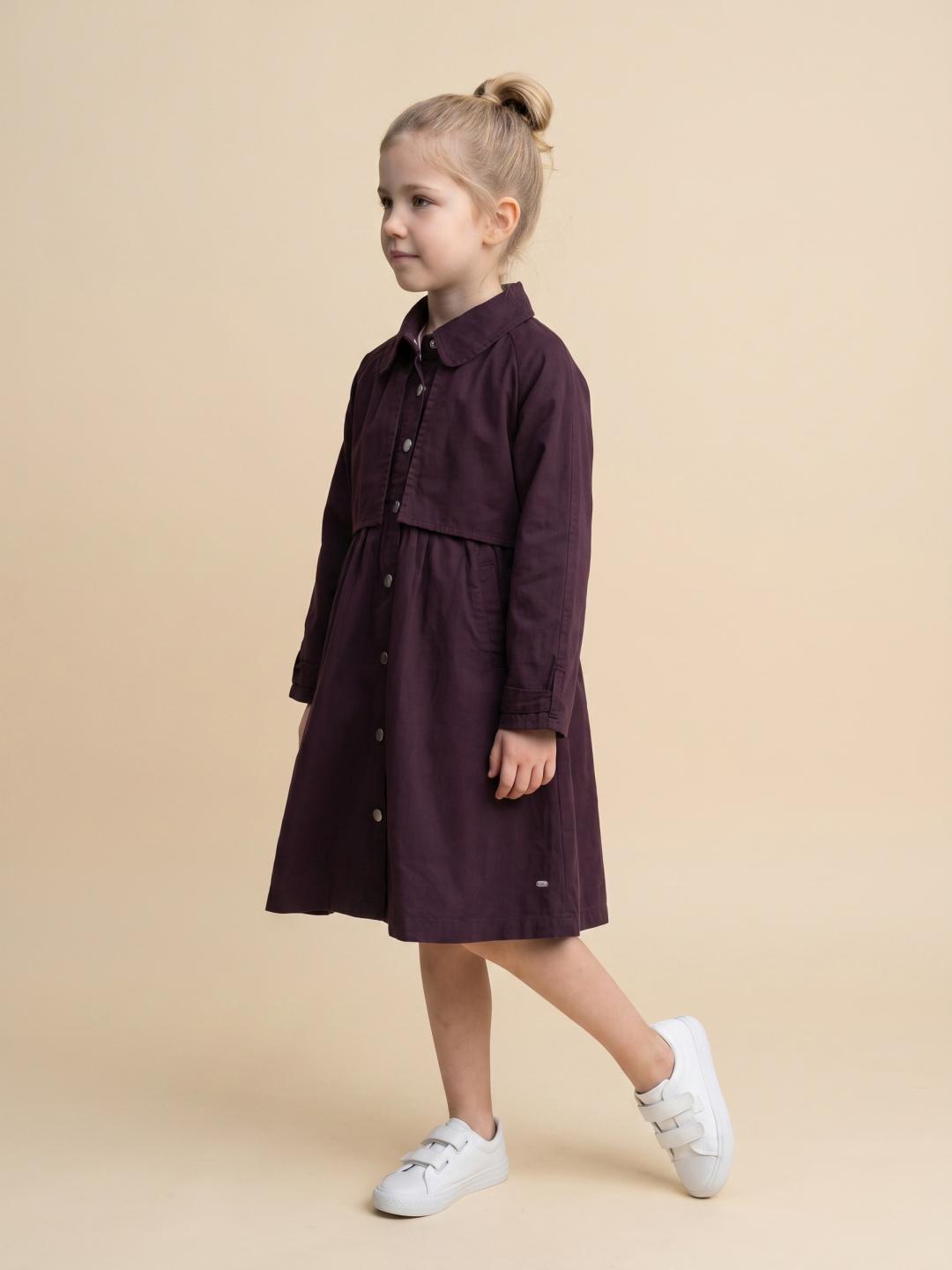 Elle Girls Regular Fit Burgundy Solid Pure Cotton Dress