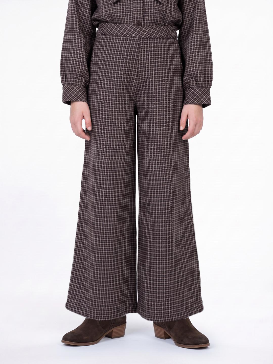 Elle Girls Red Regular Fit Checked Trouser
