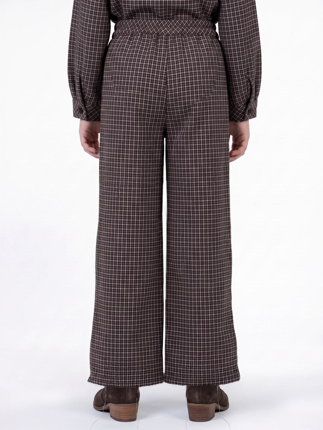 Elle Girls Red Regular Fit Checked Trouser