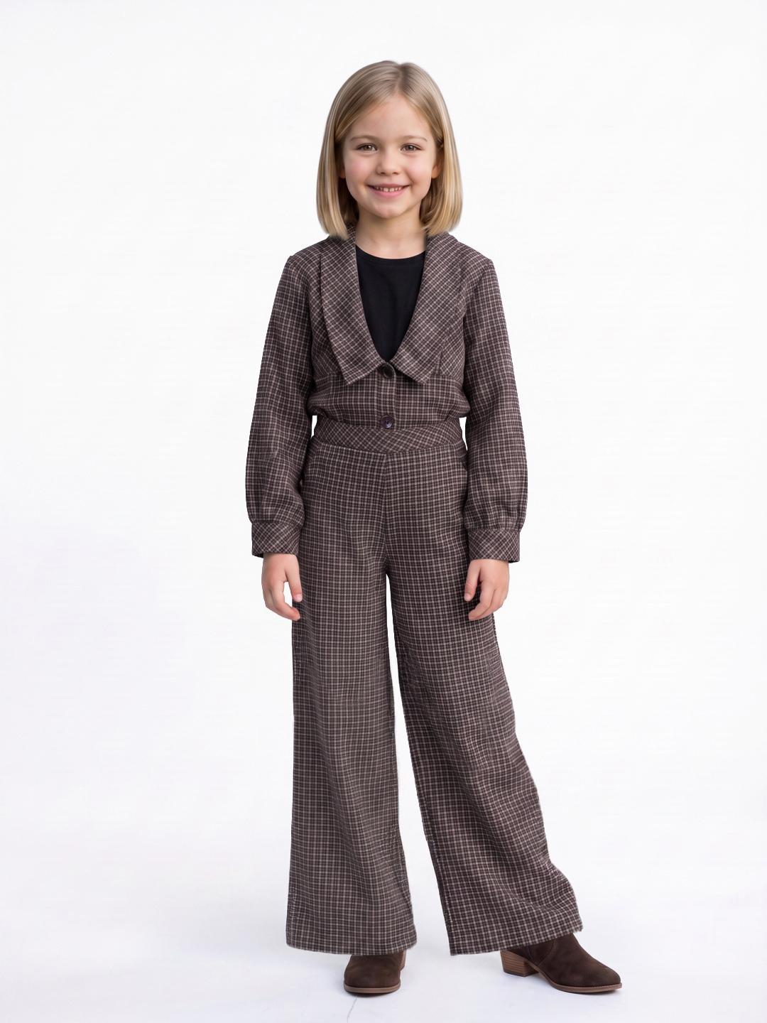 Elle Girls Red Regular Fit Checked Trouser