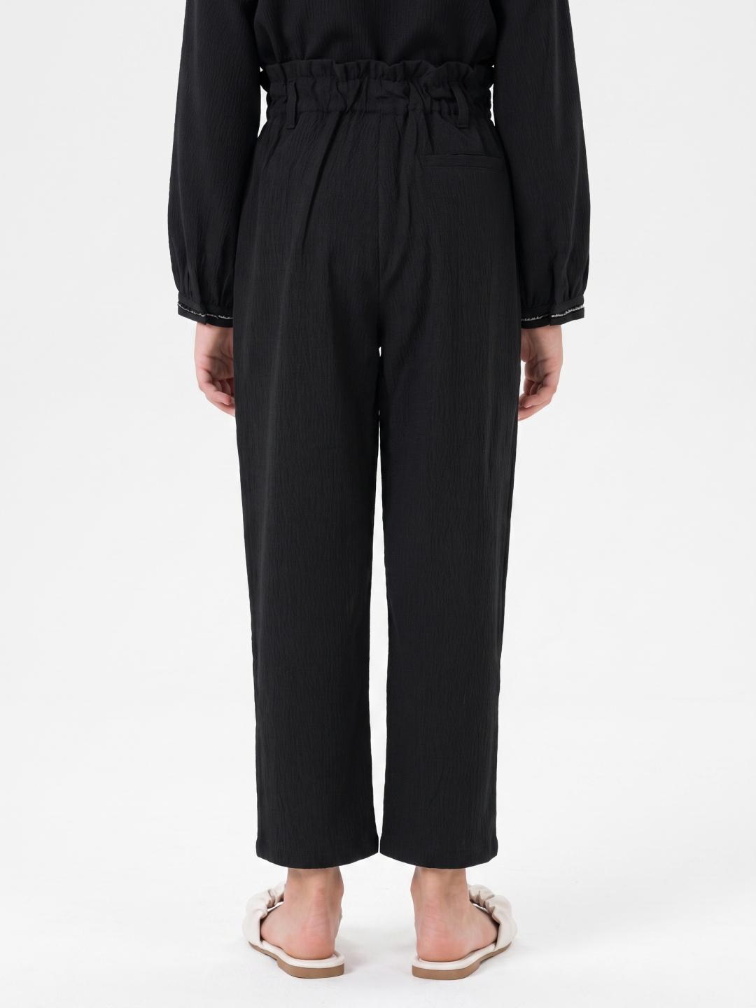 Elle Girls Black Regular Fit Solid Wide Leg Trouser