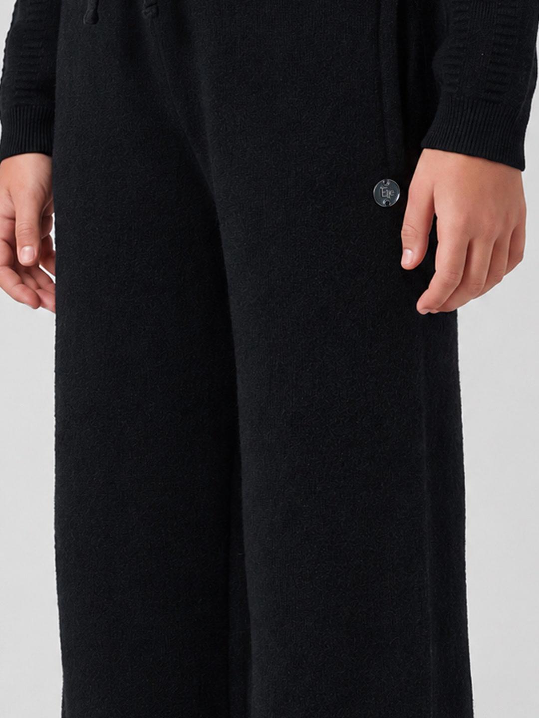 Elle Girls Black Solid Regular Fit Sweatpant