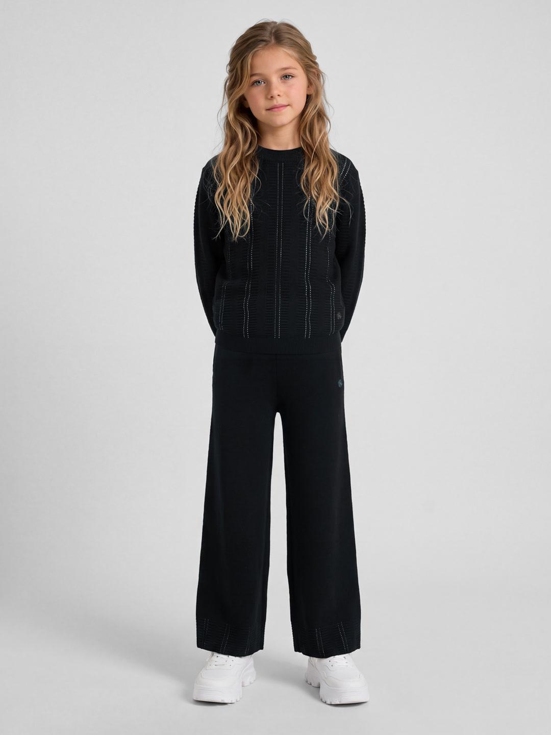 Elle Girls Black Solid Regular Fit Sweatpant