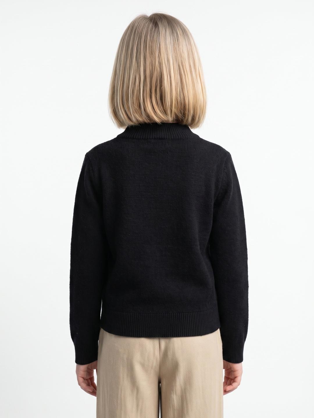 Elle Girls Black Regular Fit Solid Sweater