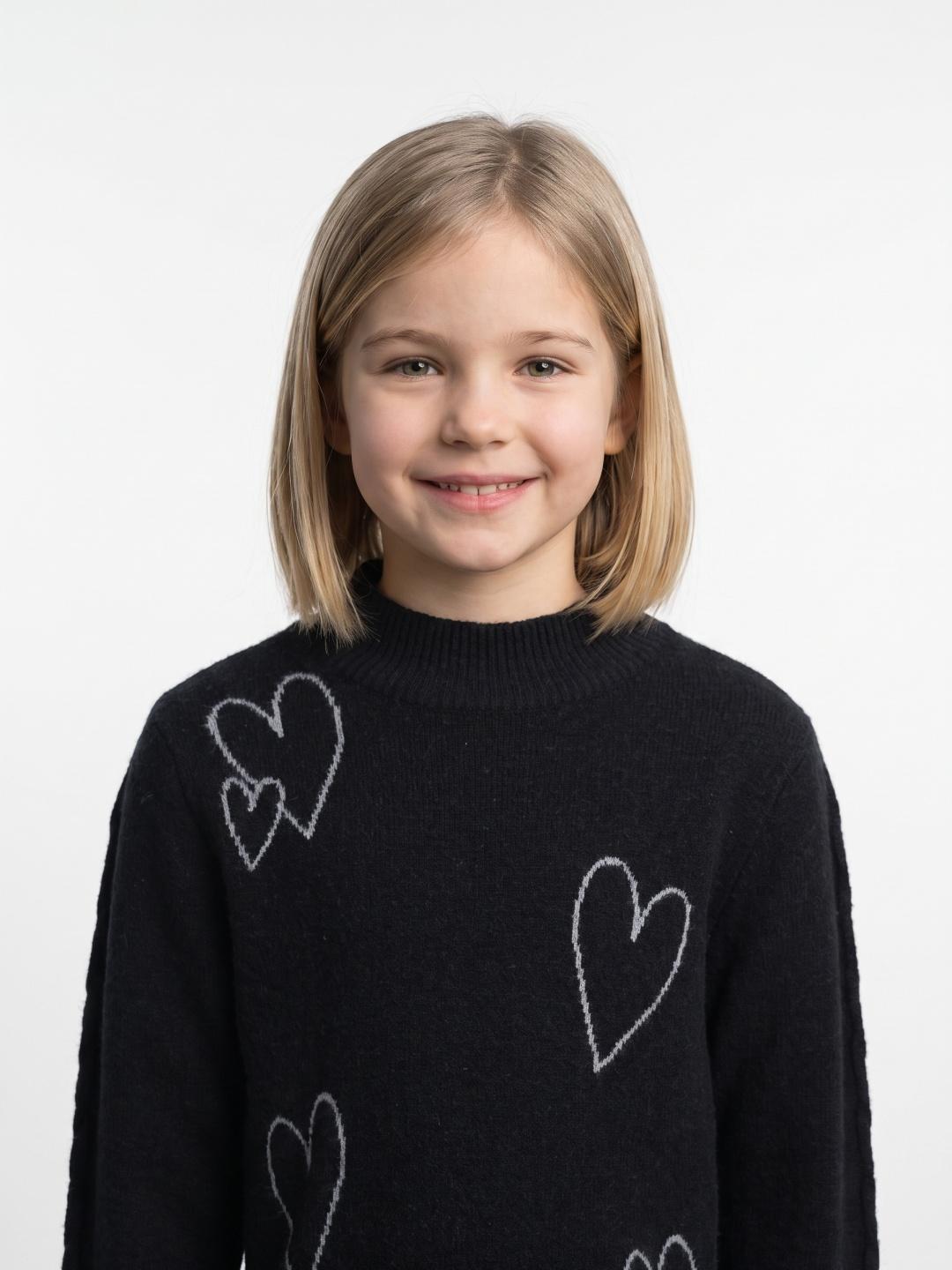 Elle Girls Black Regular Fit Solid Sweater