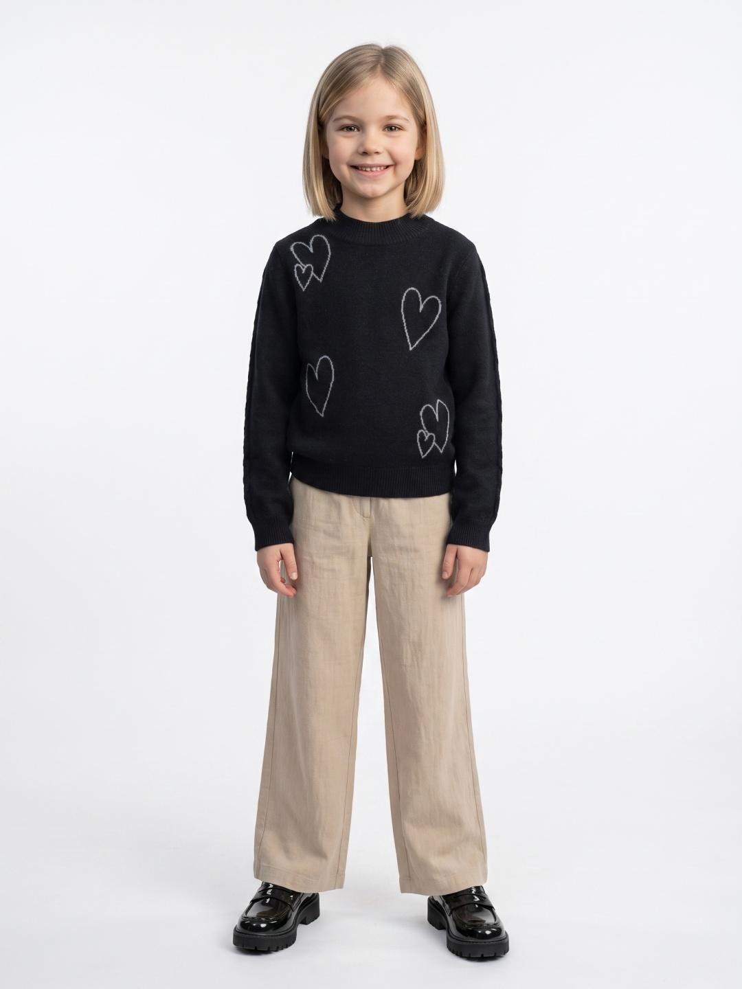 Elle Girls Black Regular Fit Solid Sweater