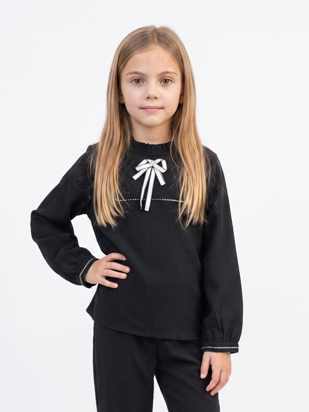Elle Girls Black Solid Regular Fit Cotton Peplum Top