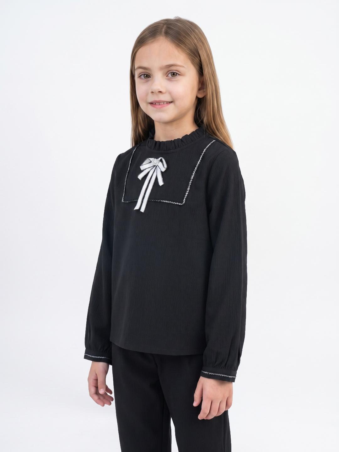 Elle Girls Black Solid Regular Fit Cotton Peplum Top