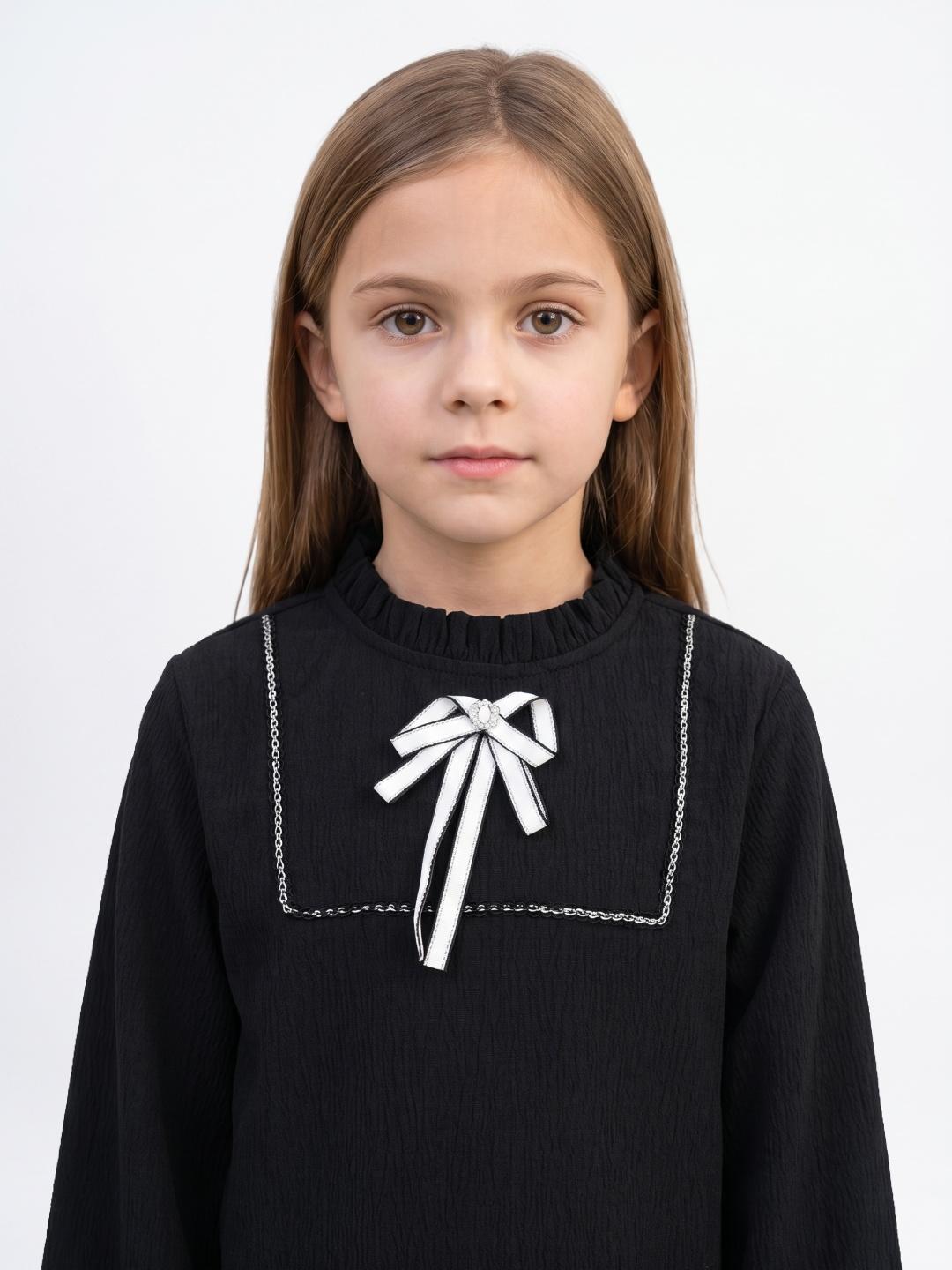 Elle Girls Black Solid Regular Fit Cotton Peplum Top