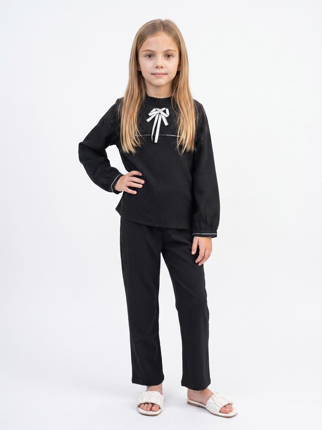Elle Girls Black Solid Regular Fit Cotton Peplum Top