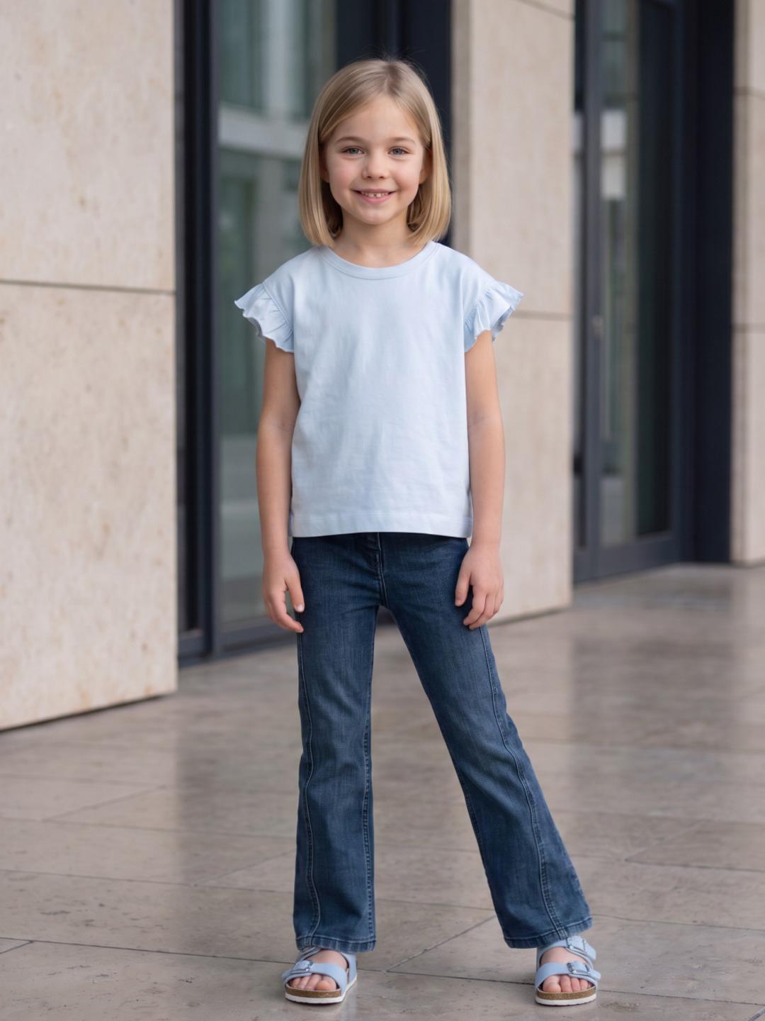 Elle Girls Navy Blue Straight Fit Solid Stretchable Jeans