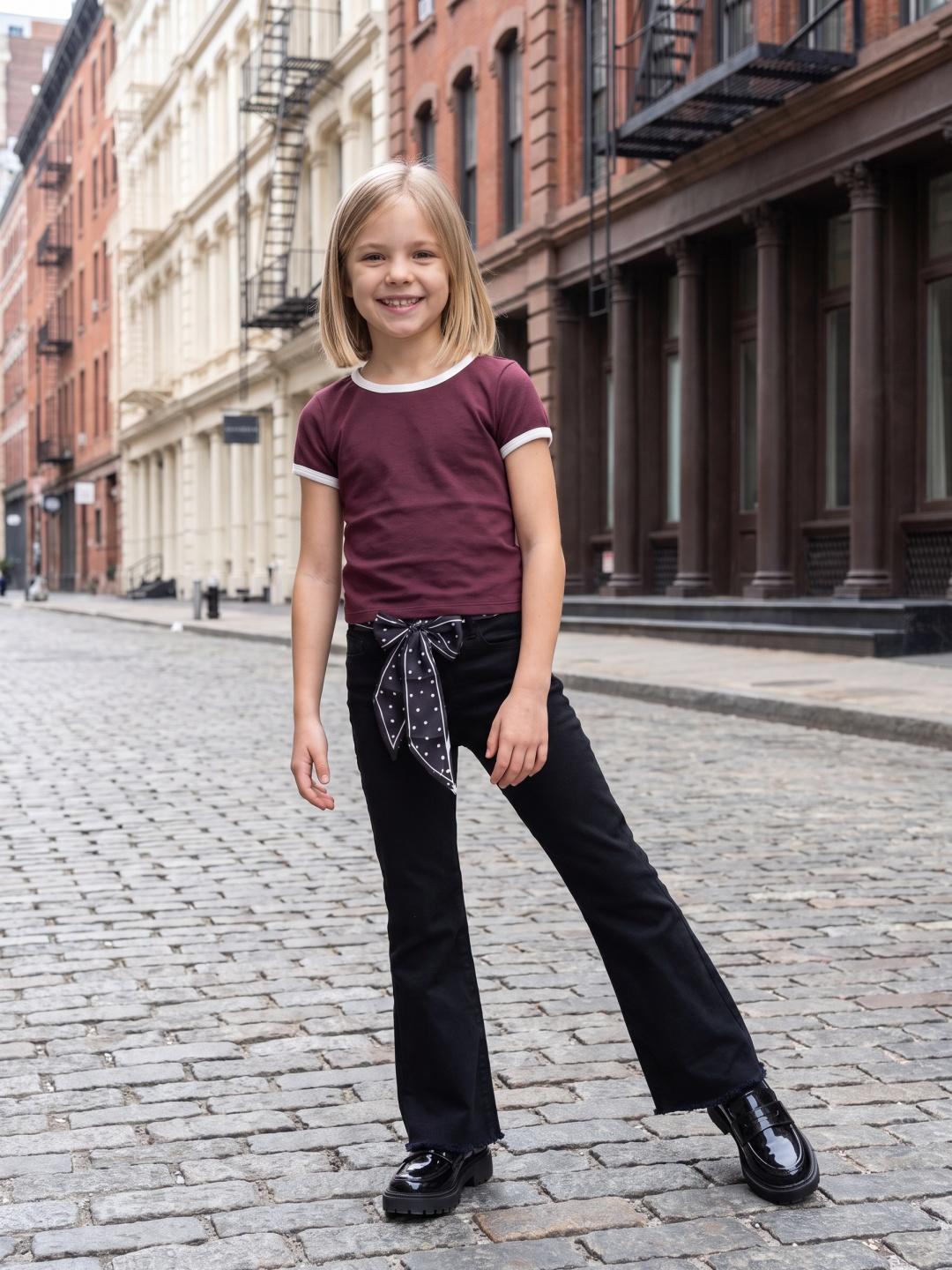 Elle Girls Black Bootcut Solid Stretchable Jeans