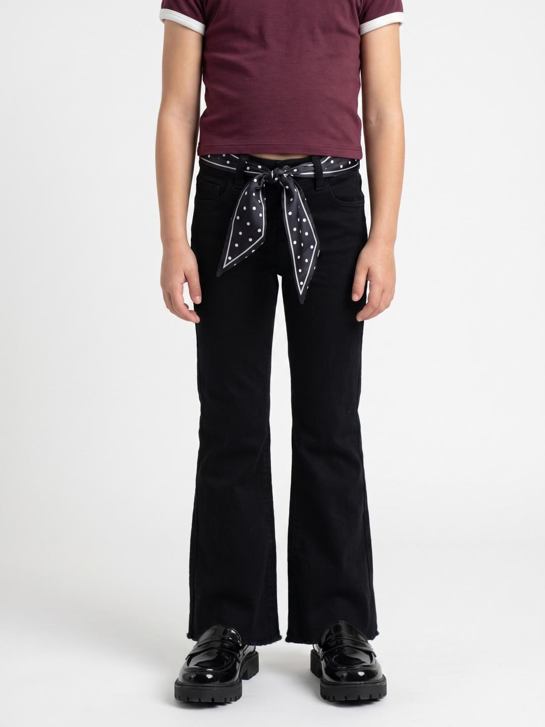 Elle Girls Black Bootcut Solid Stretchable Jeans