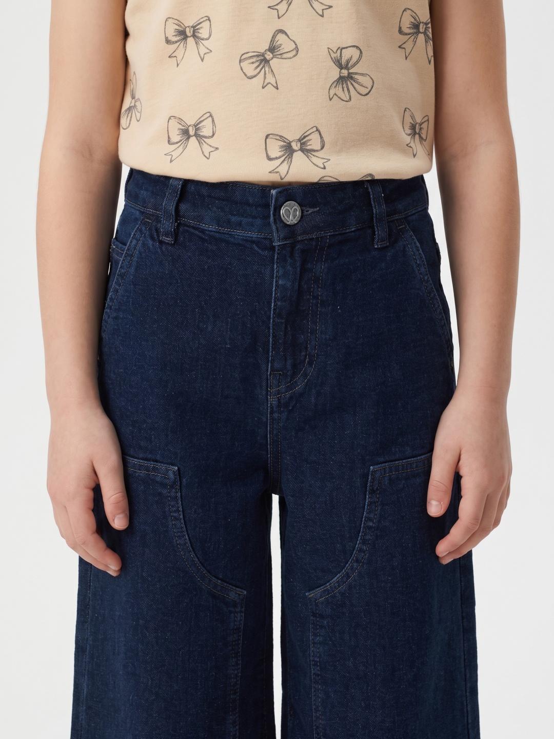 Elle Girls Blue Wide Leg Stretchable Solid Jeans