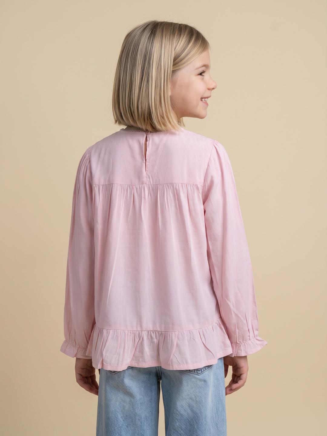 Elle Girls Pink Flared Fit Solid Top
