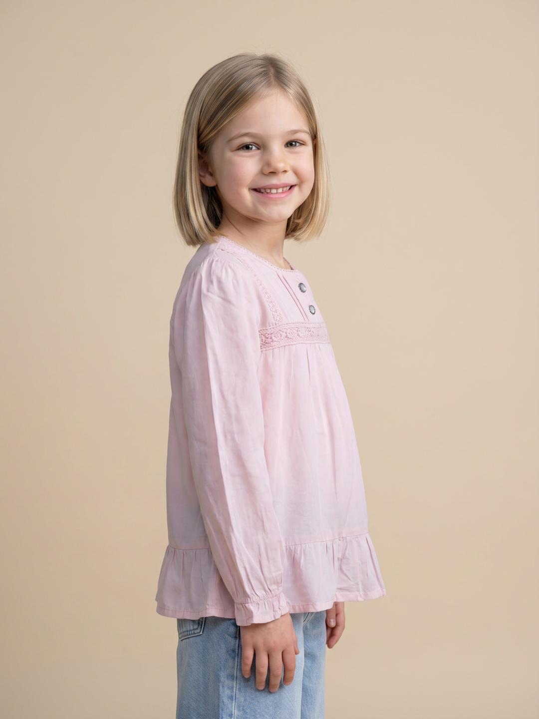 Elle Girls Pink Flared Fit Solid Top