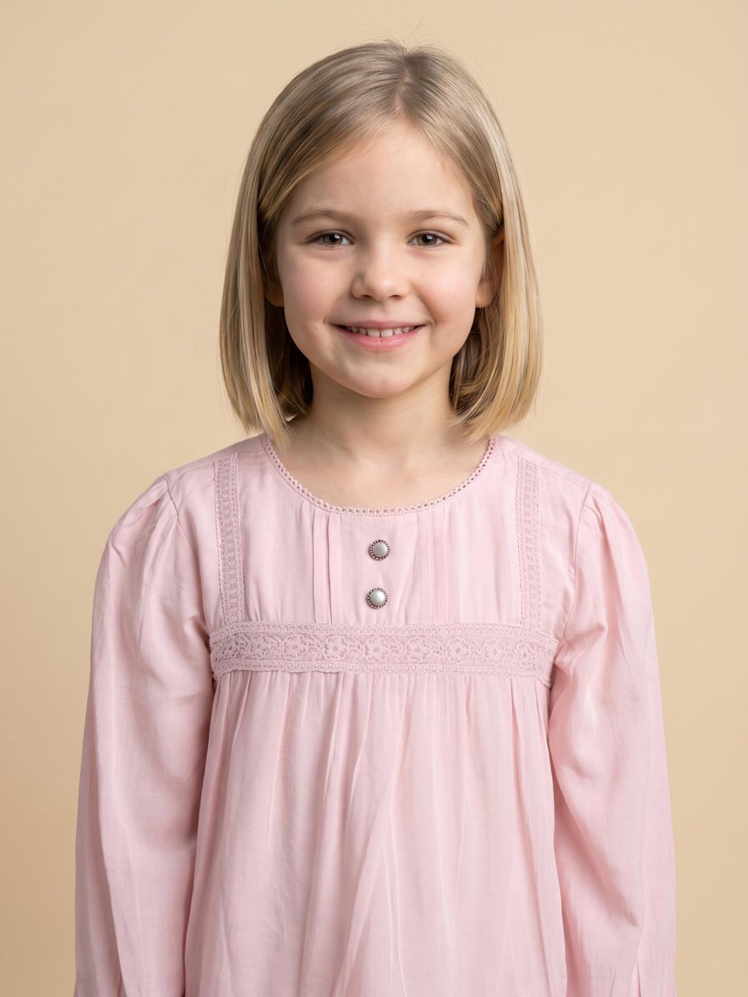 Elle Girls Pink Flared Fit Solid Top