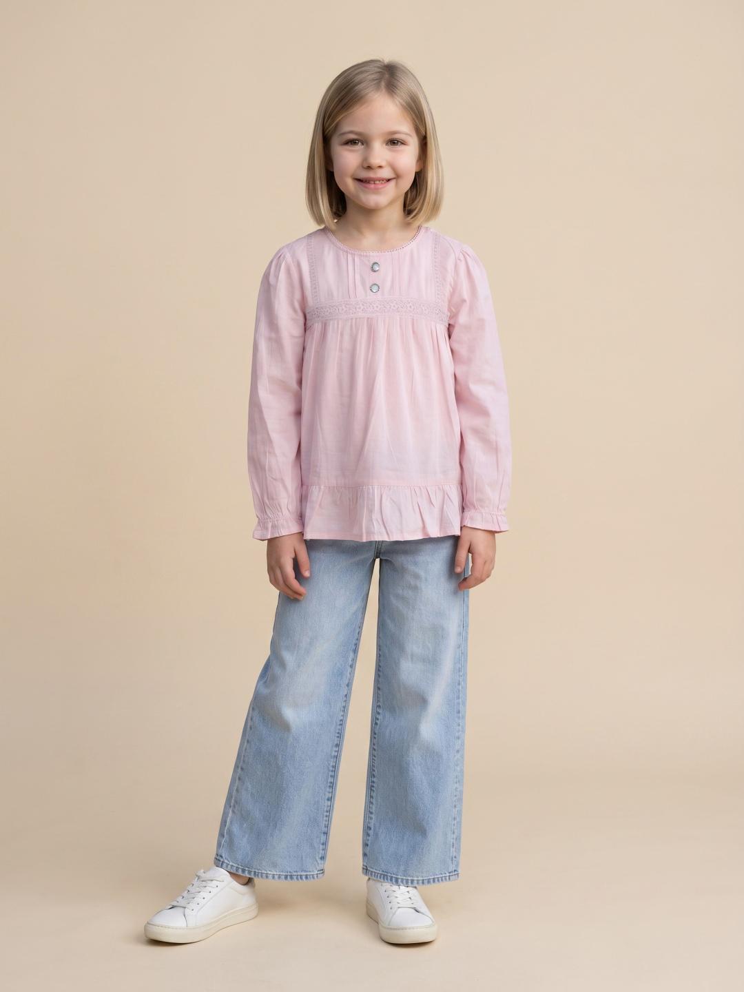 Elle Girls Pink Flared Fit Solid Top