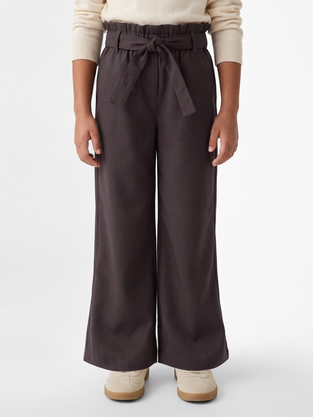 Elle Girls Brown Regular Fit Solid Trouser