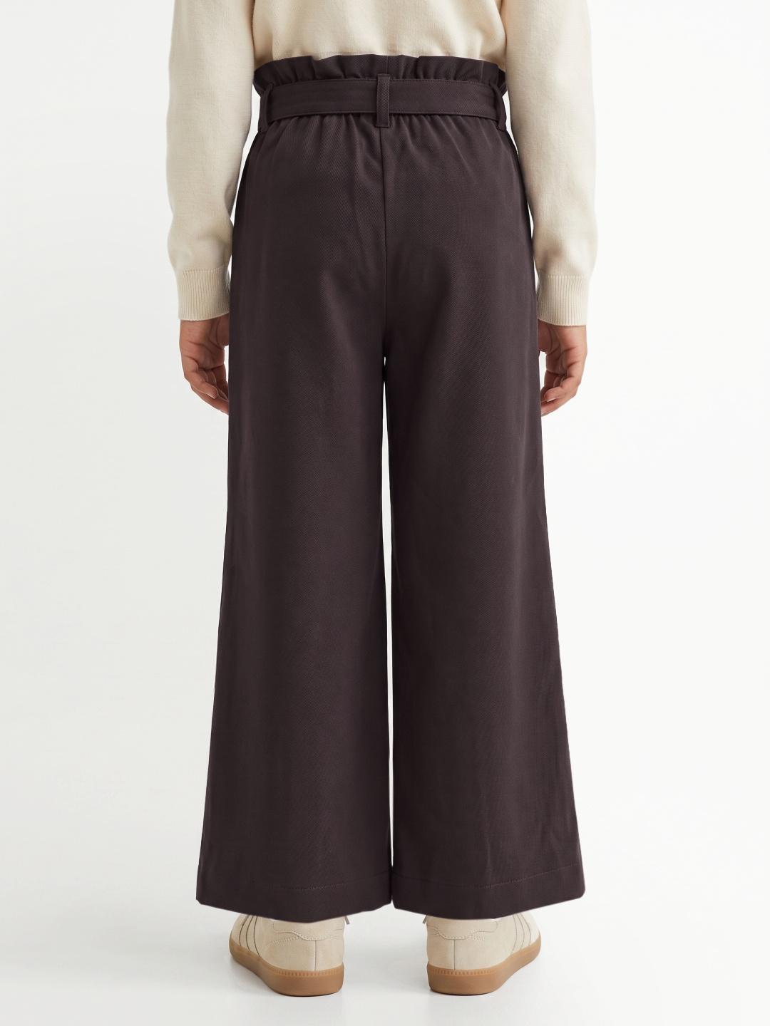 Elle Girls Brown Regular Fit Solid Trouser