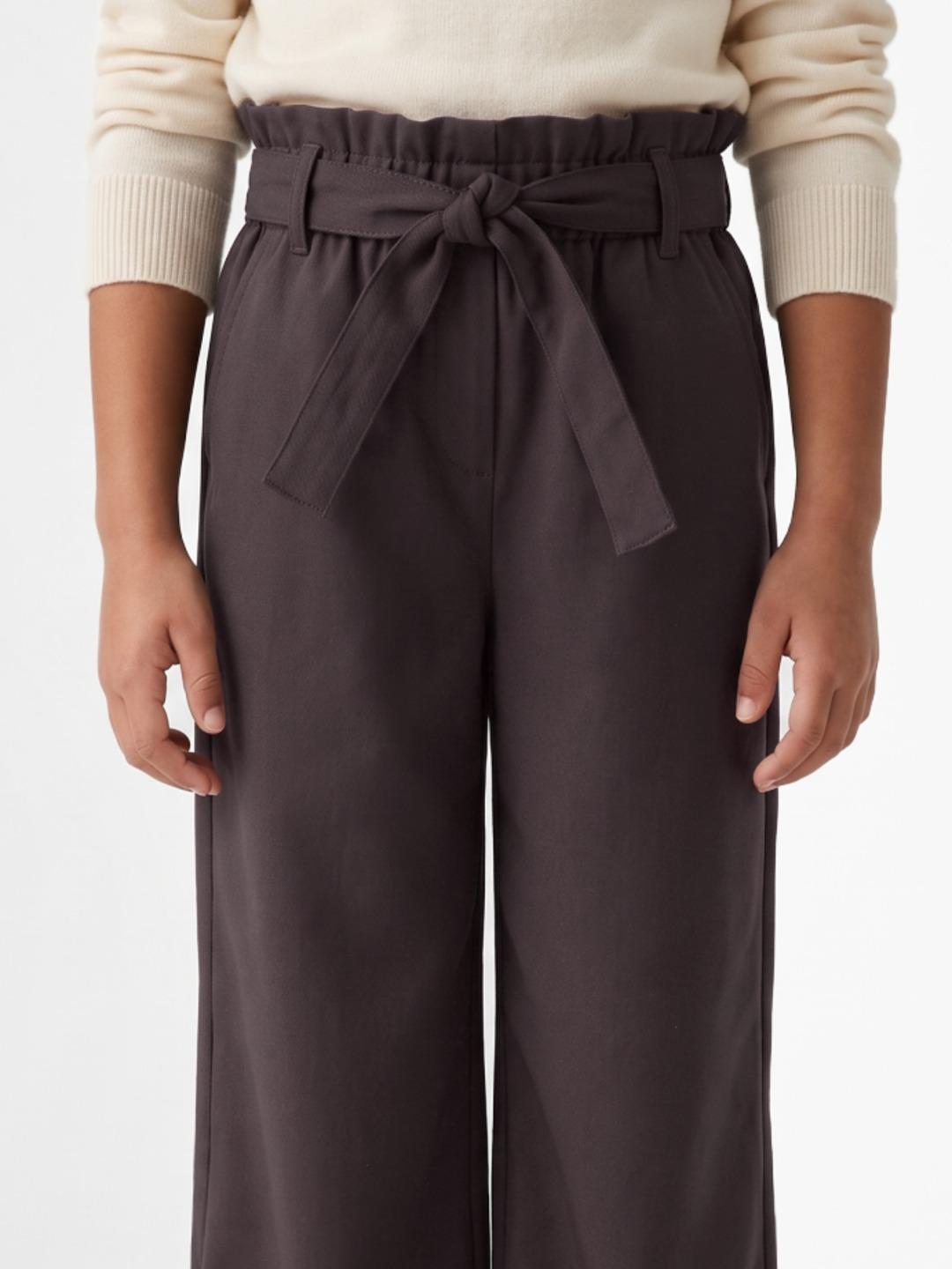 Elle Girls Brown Regular Fit Solid Trouser