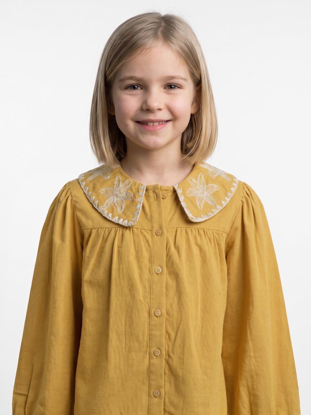 Elle Girls Yellow Flared Fit Solid Pure Cotton Top