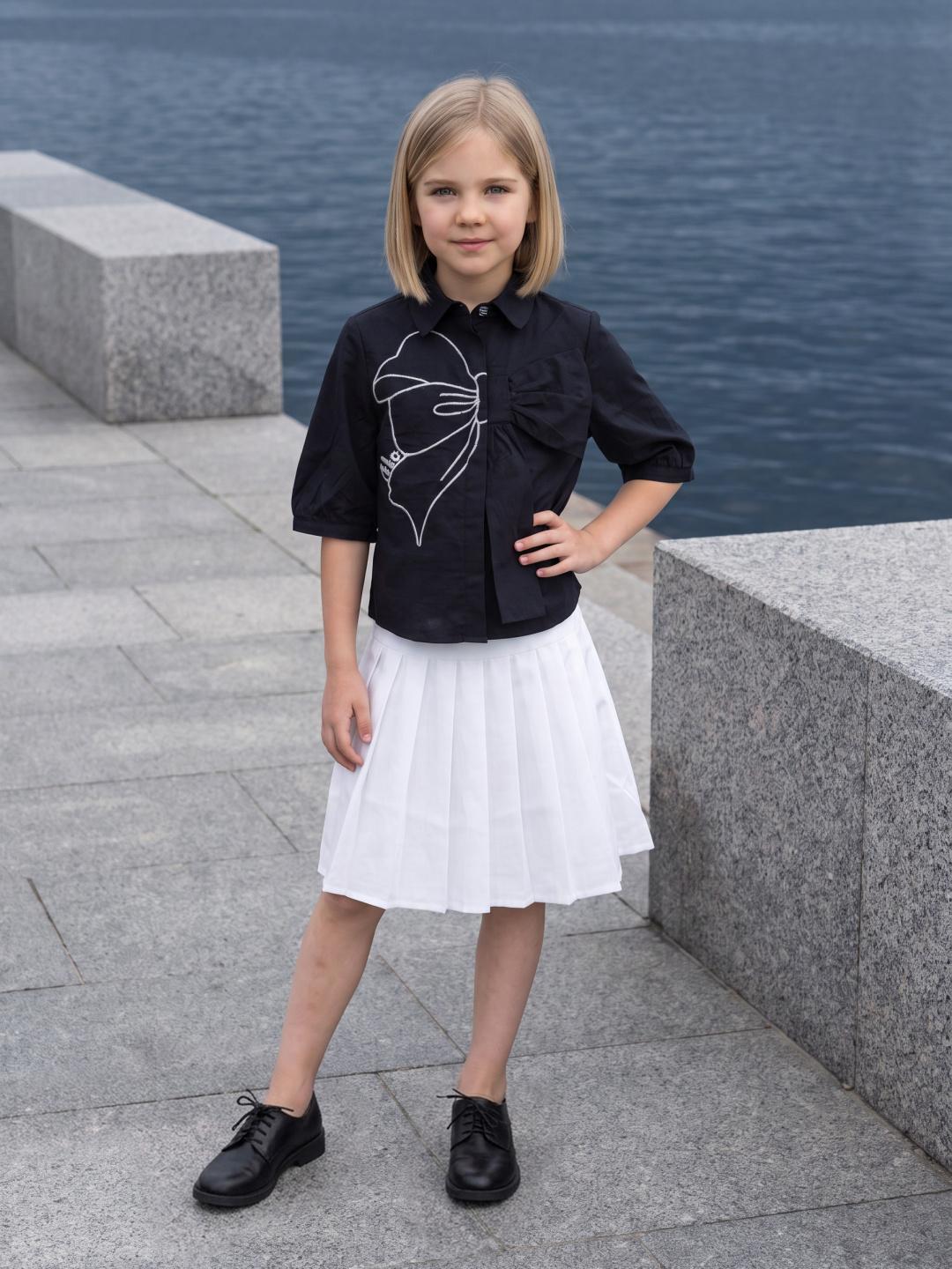 Elle Girls White Regular Fit Solid Skirt