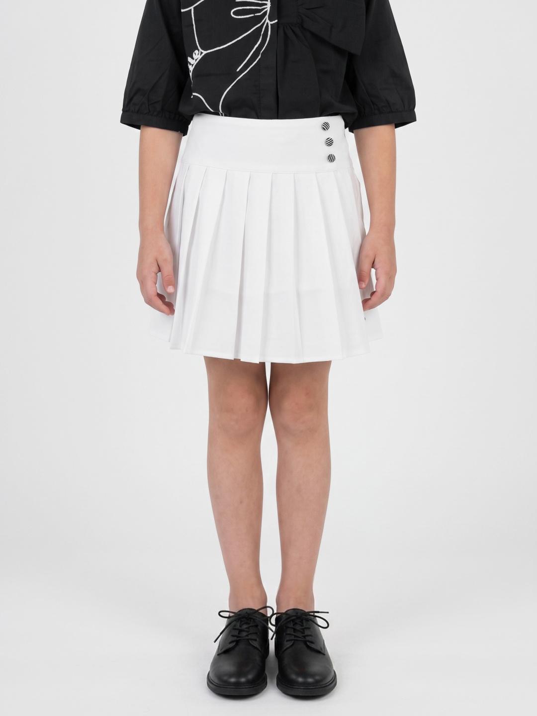 Elle Girls White Regular Fit Solid Skirt