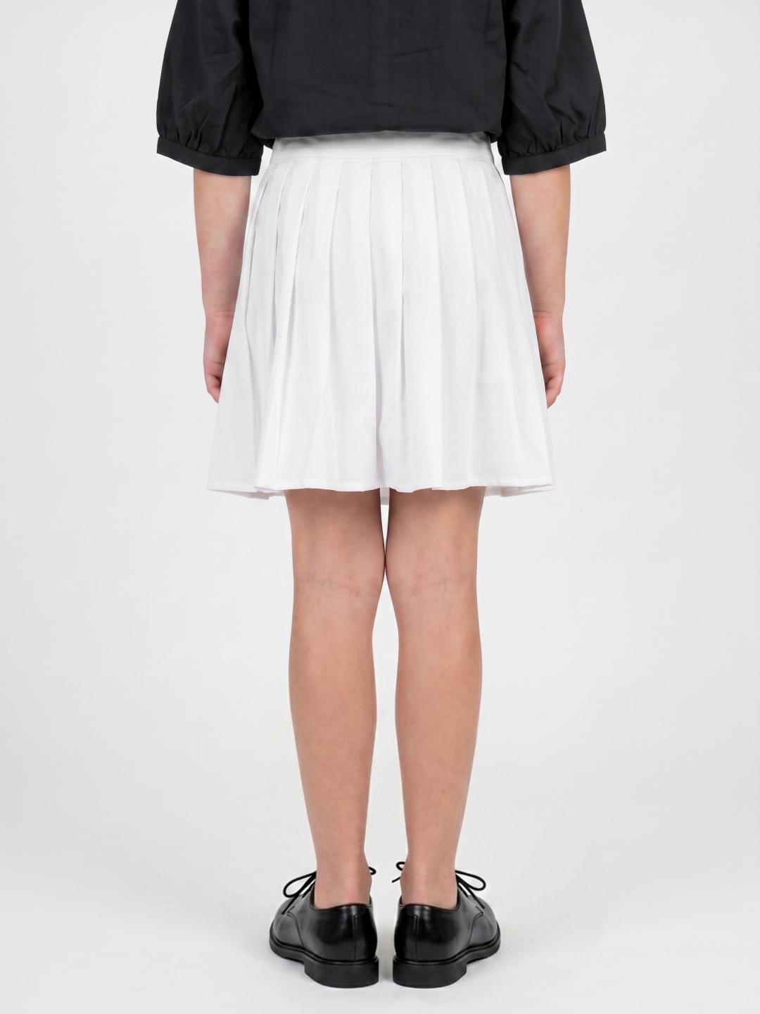 Elle Girls White Regular Fit Solid Skirt