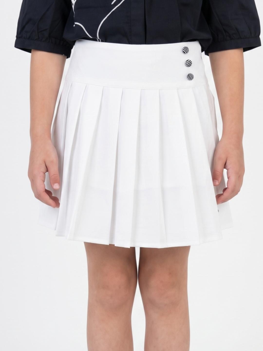 Elle Girls White Regular Fit Solid Skirt