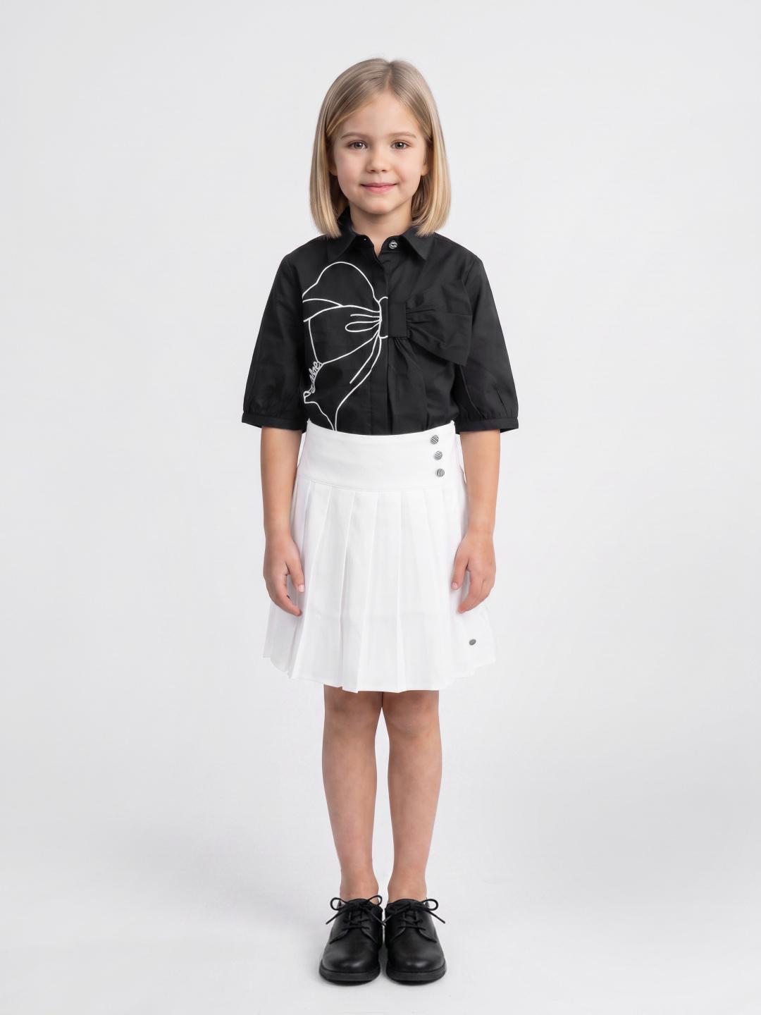 Elle Girls White Regular Fit Solid Skirt