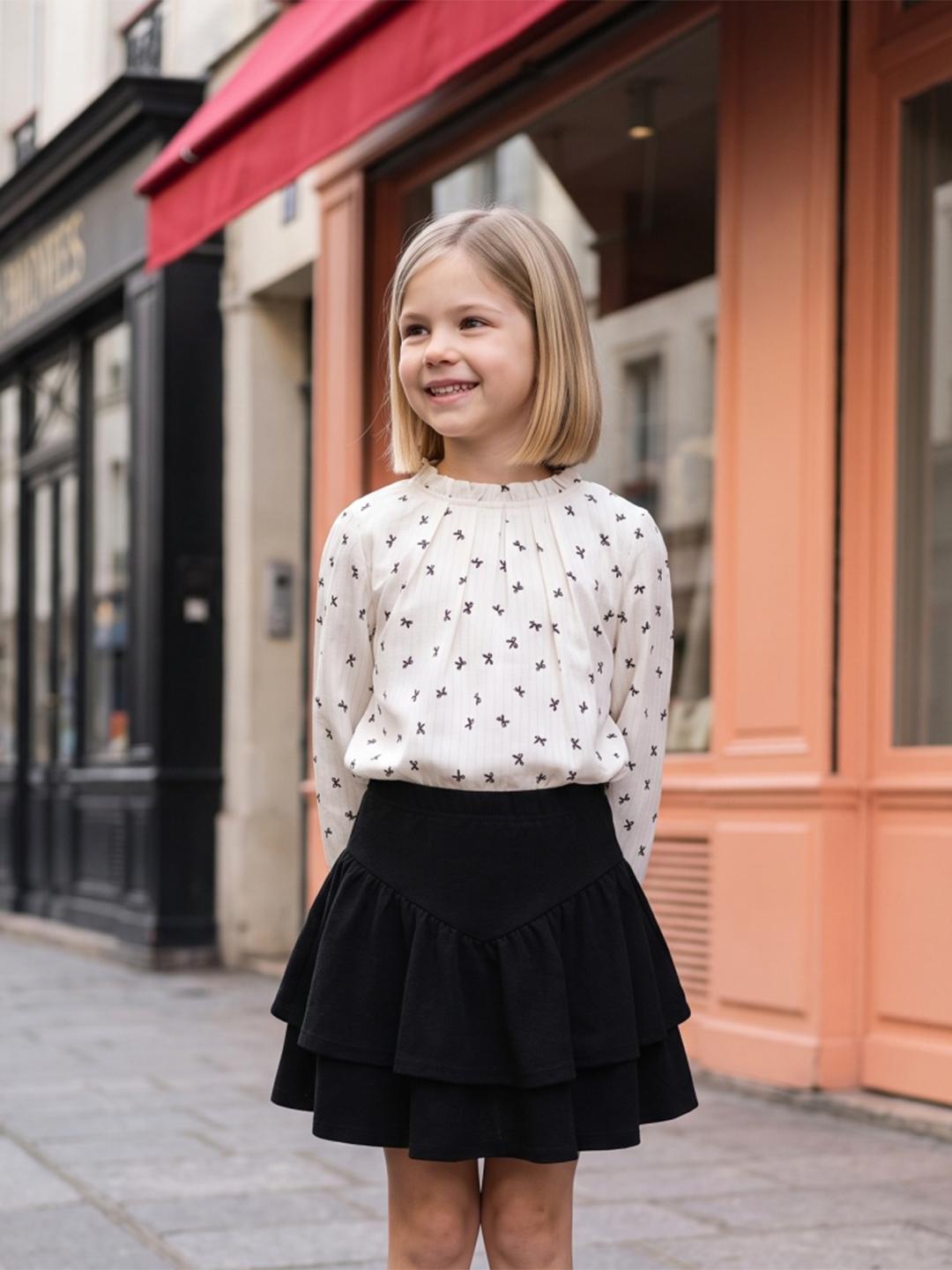 Elle Girls Off White Regular Fit Printed Top