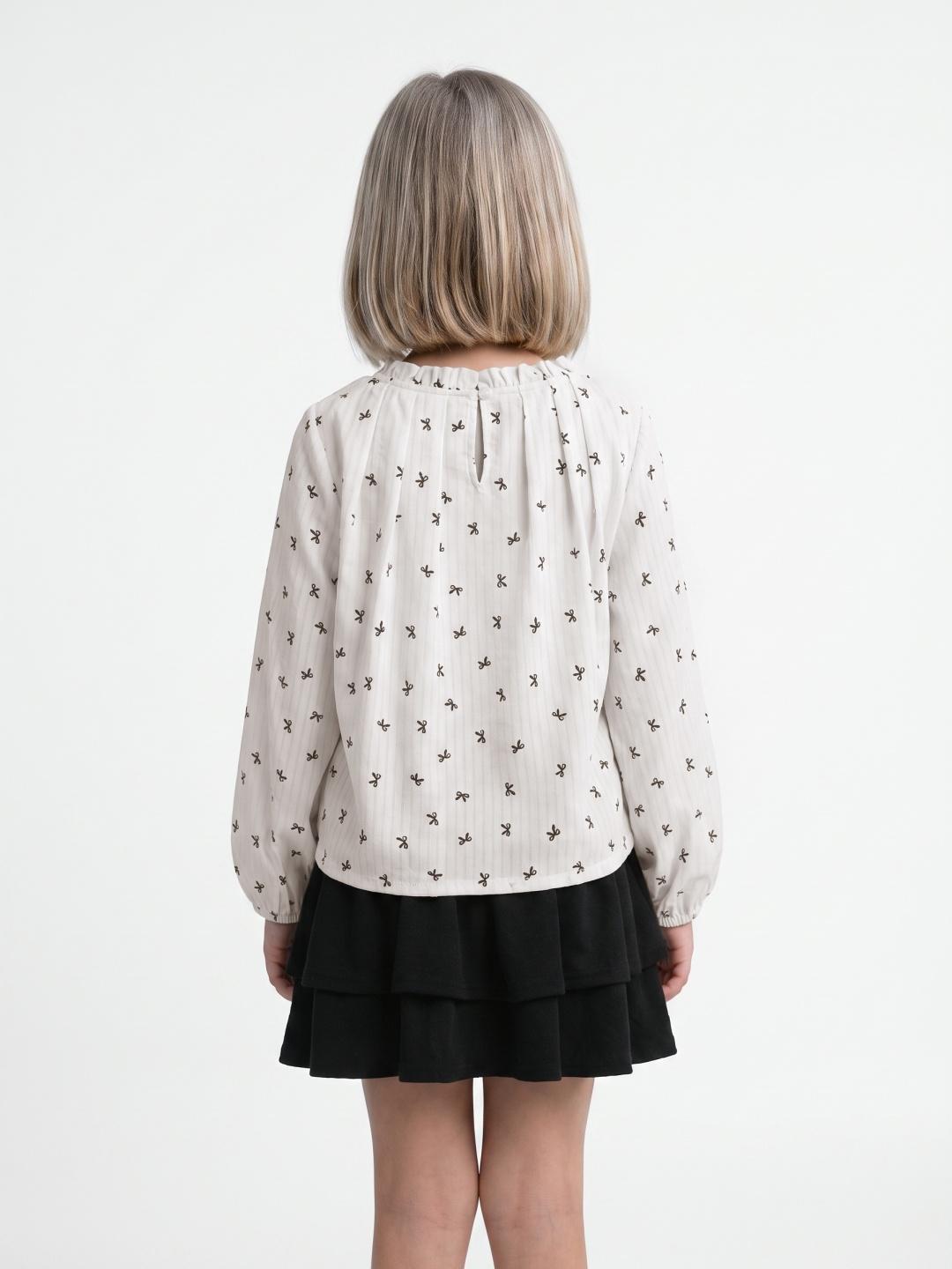 Elle Girls Off White Regular Fit Printed Top