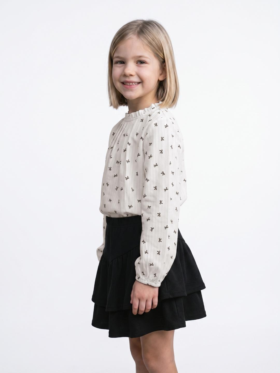 Elle Girls Off White Regular Fit Printed Top