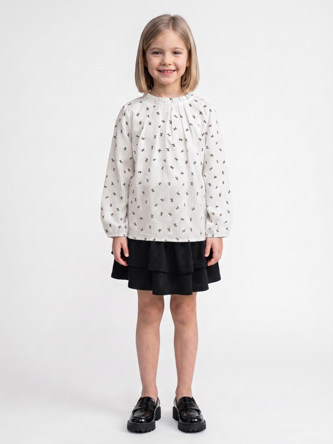 Elle Girls Off White Regular Fit Printed Top