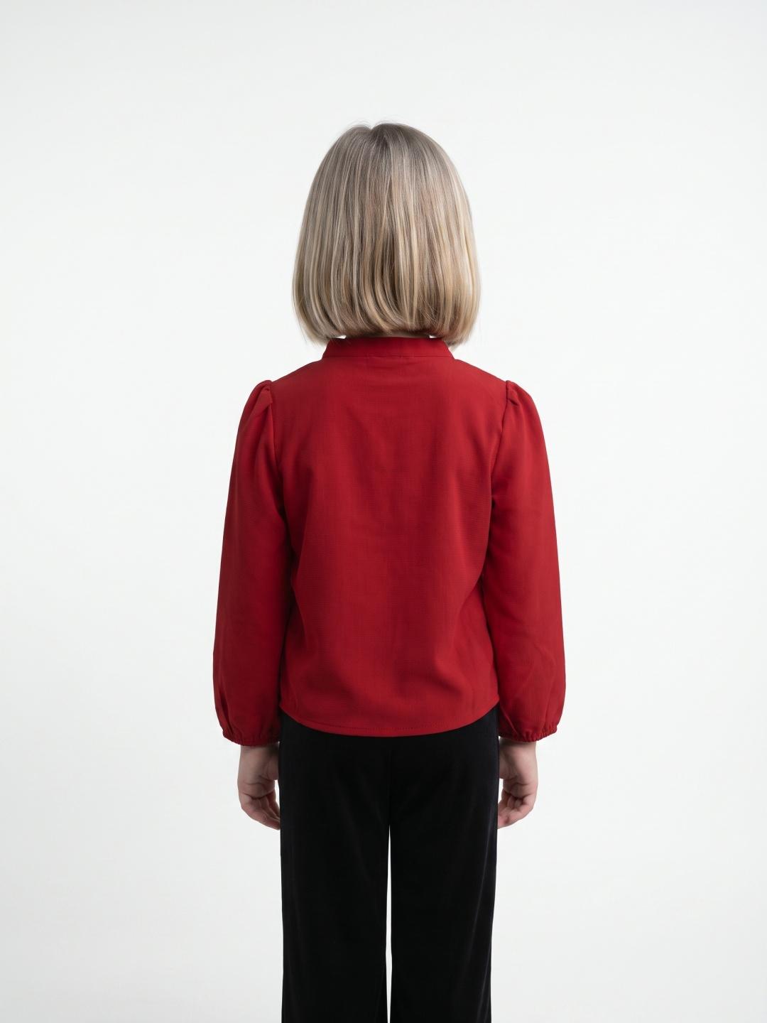 Elle Girls Red Loose Fit Solid Top