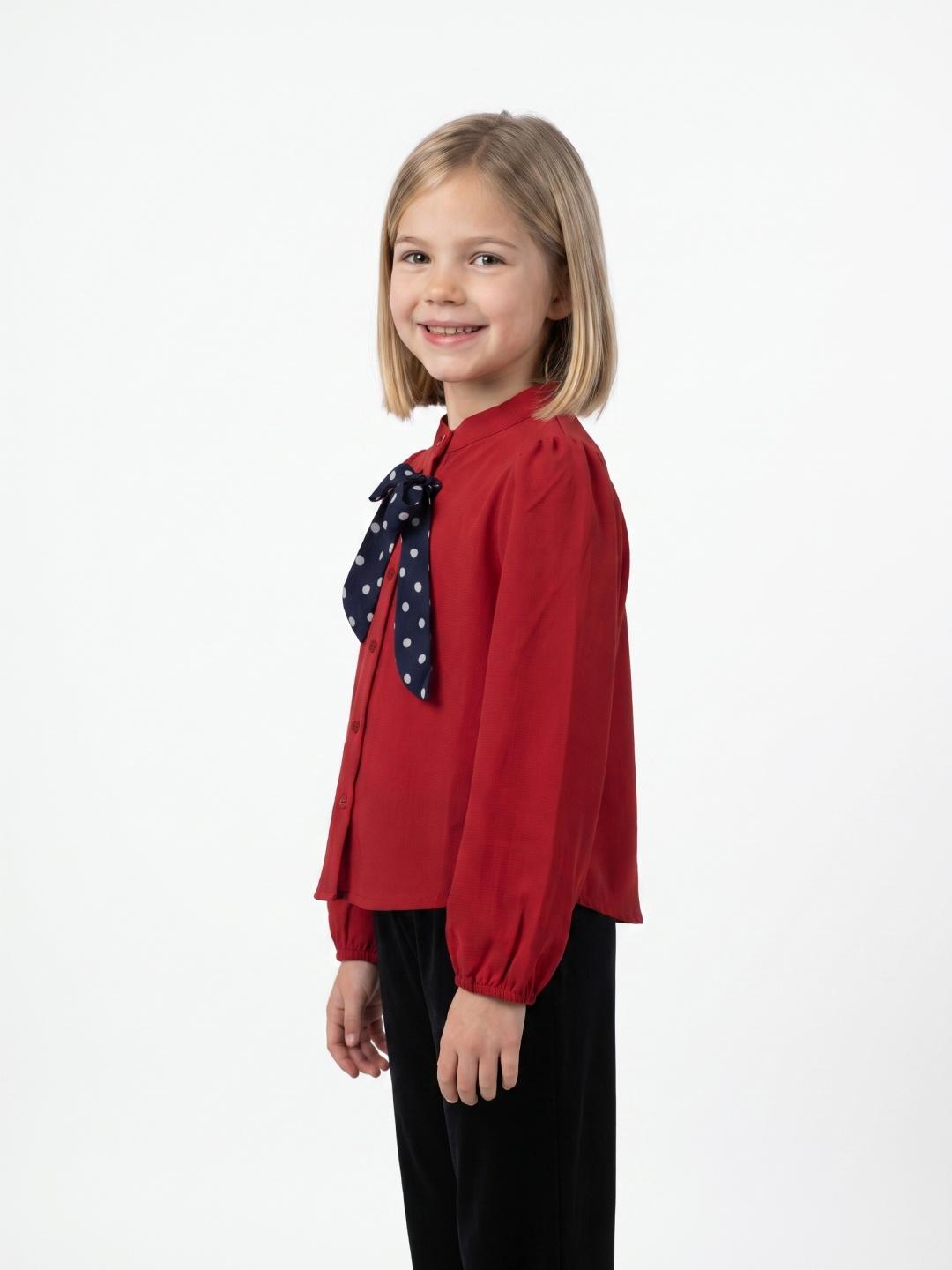 Elle Girls Red Loose Fit Solid Top