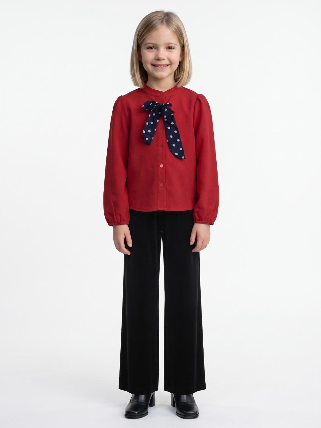 Elle Girls Red Loose Fit Solid Top