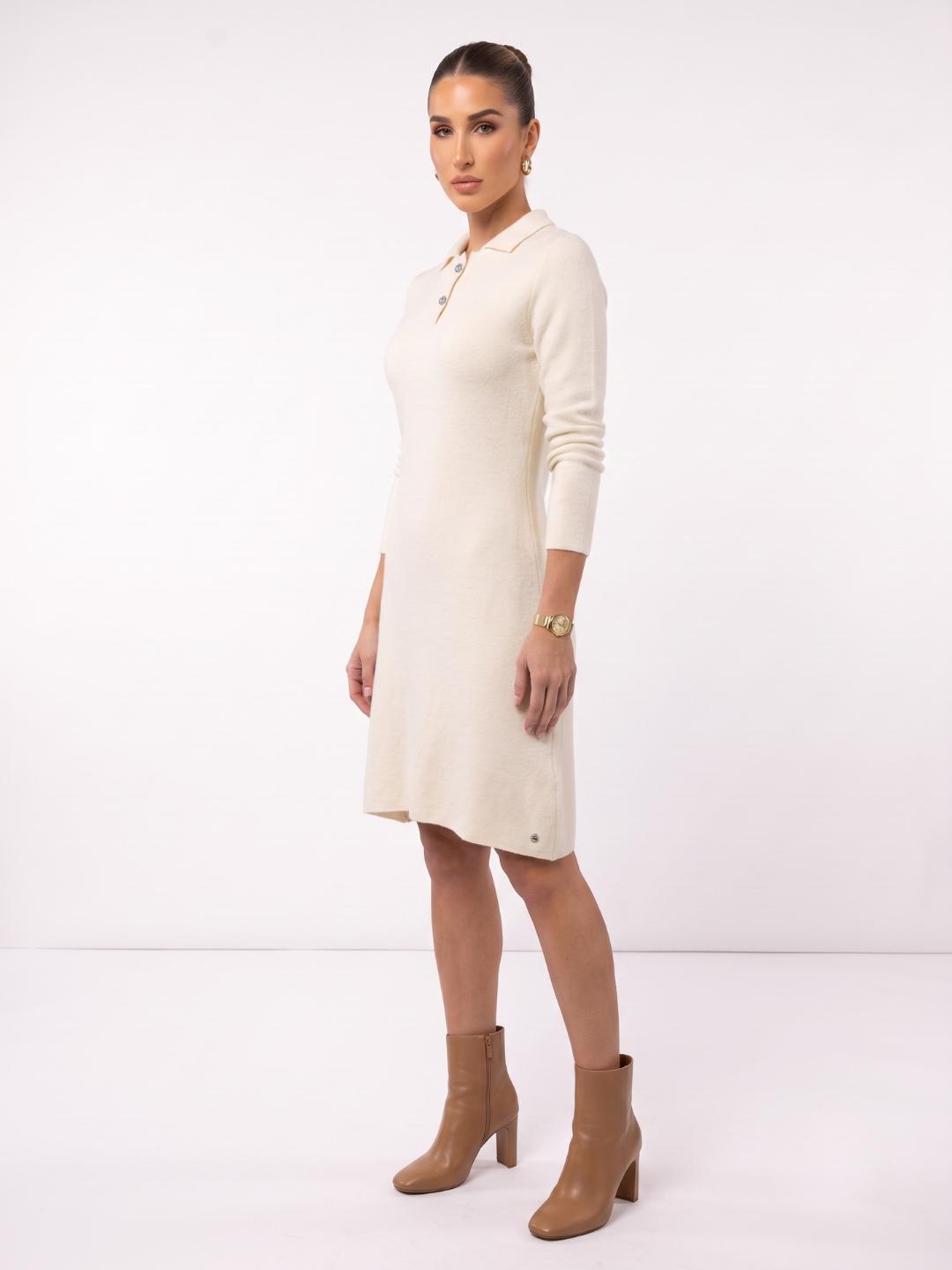 Elle Women White Solid Regular Fit Dress