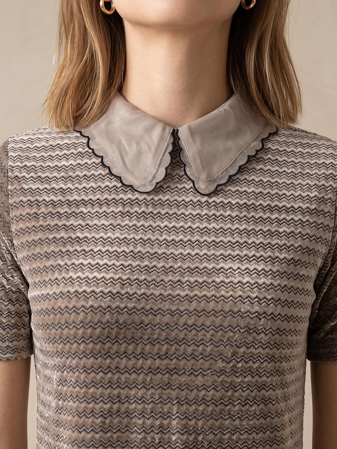 Elle Women Beige Relaxed Fit Textured Dress