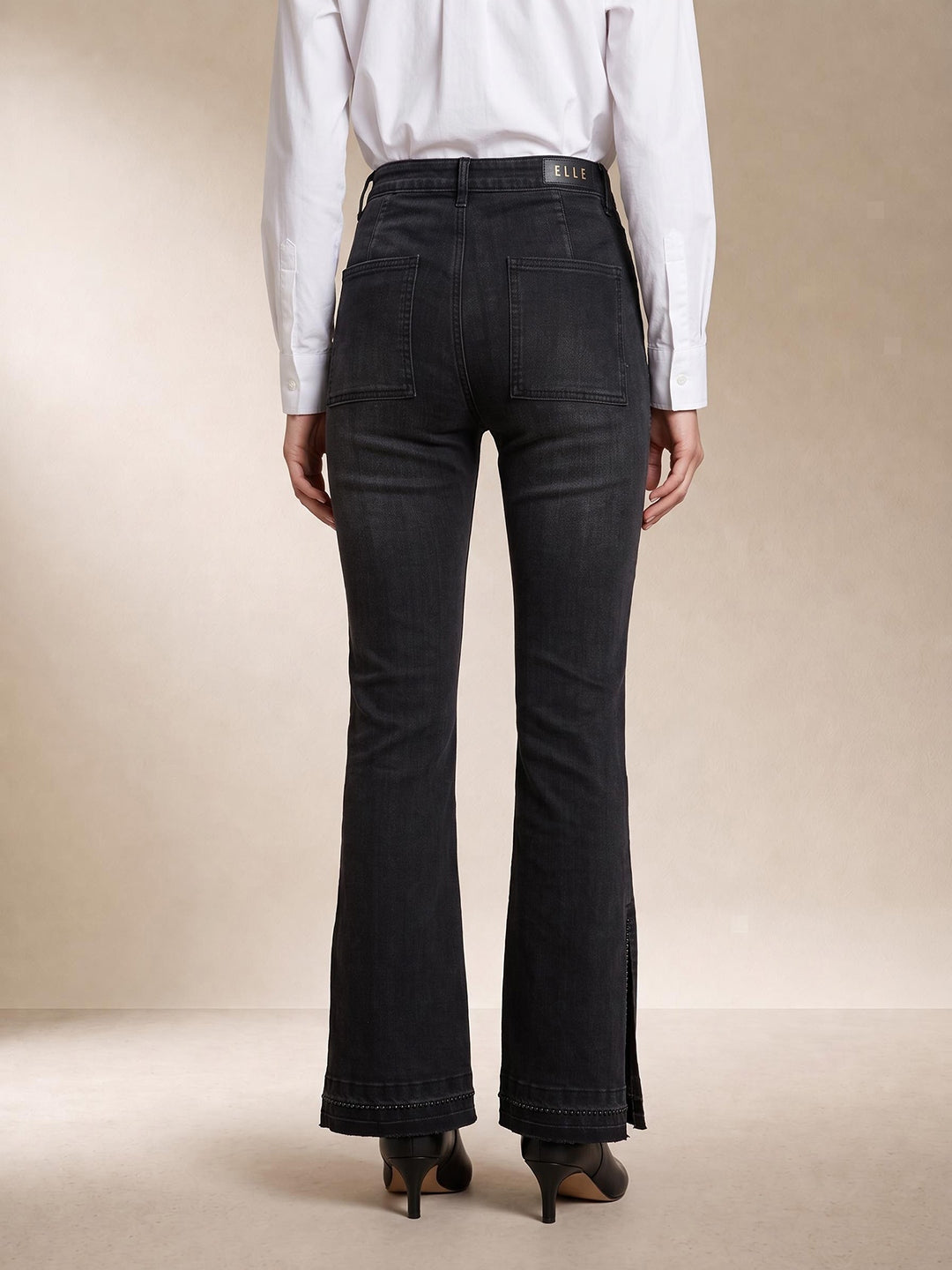 Elle Women Black Solid Bootcut Jeans