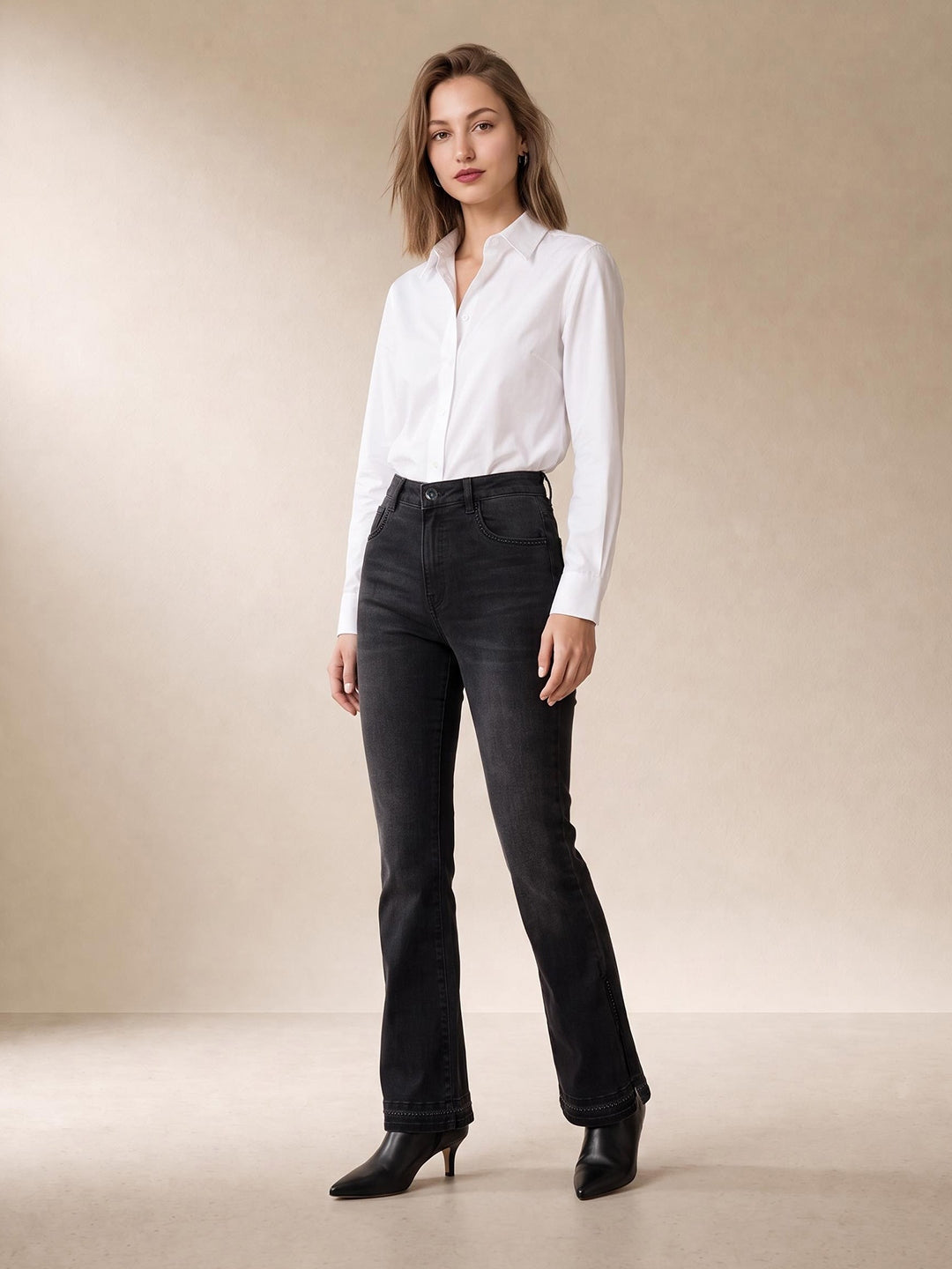 Elle Women Black Solid Bootcut Jeans