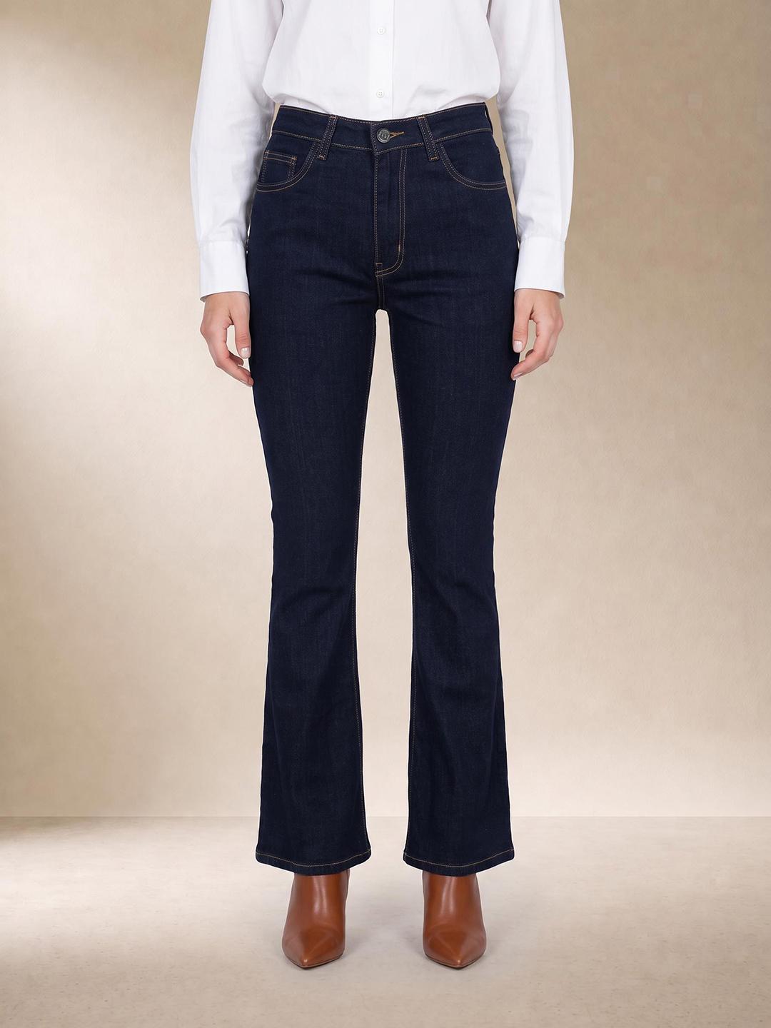 Elle Women Blue Bootcut Solid Stretchable Jeans