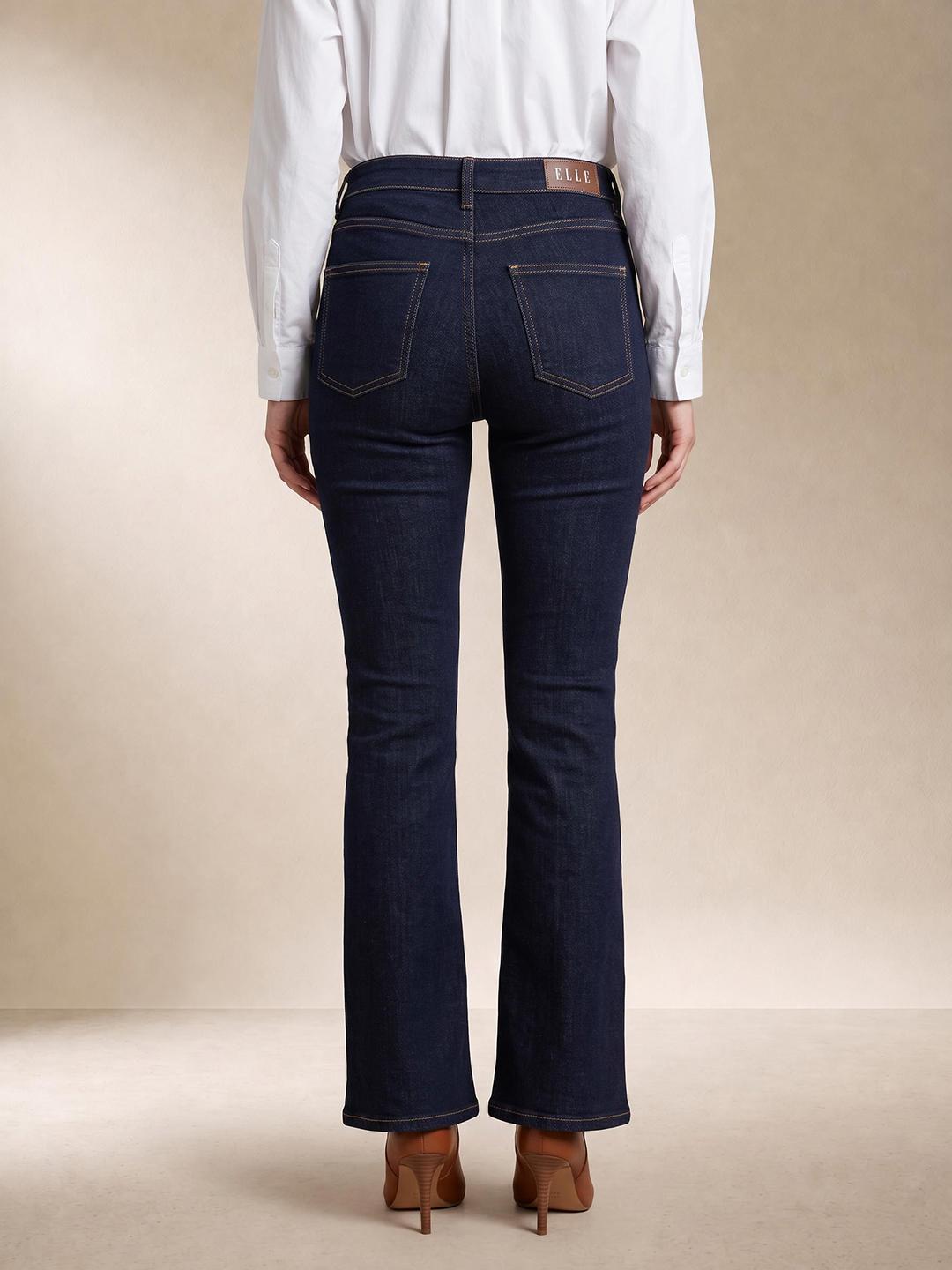 Elle Women Blue Bootcut Solid Stretchable Jeans