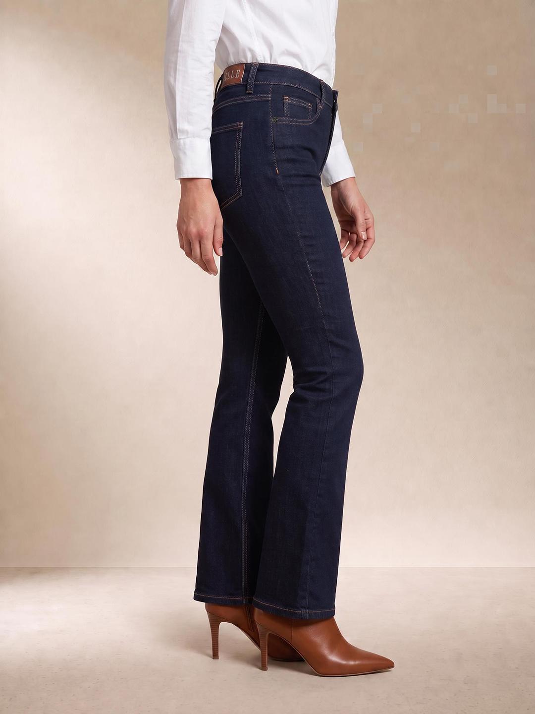 Elle Women Blue Bootcut Solid Stretchable Jeans