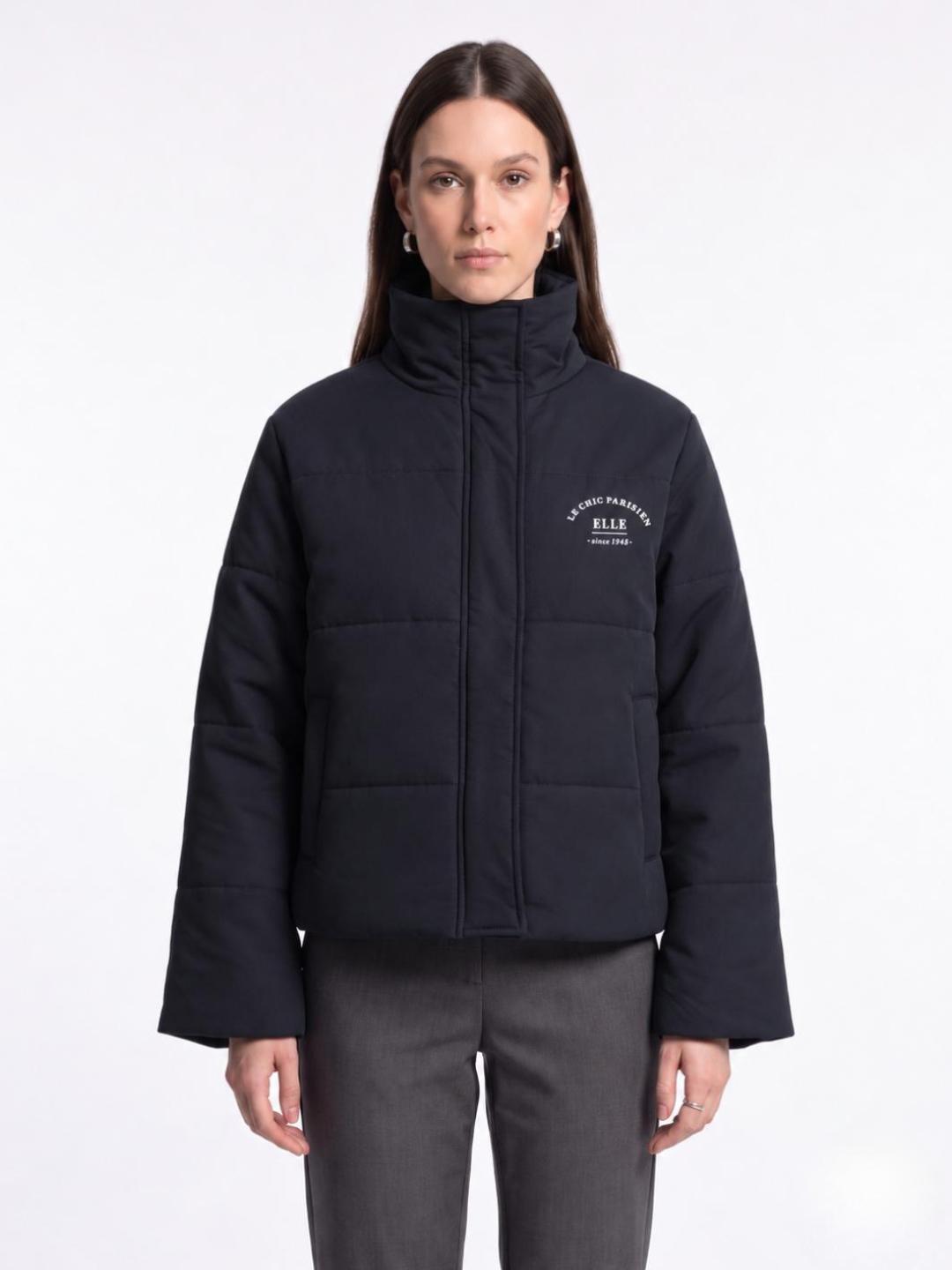 Elle Women Blue Solid Boxy Fit Jacket