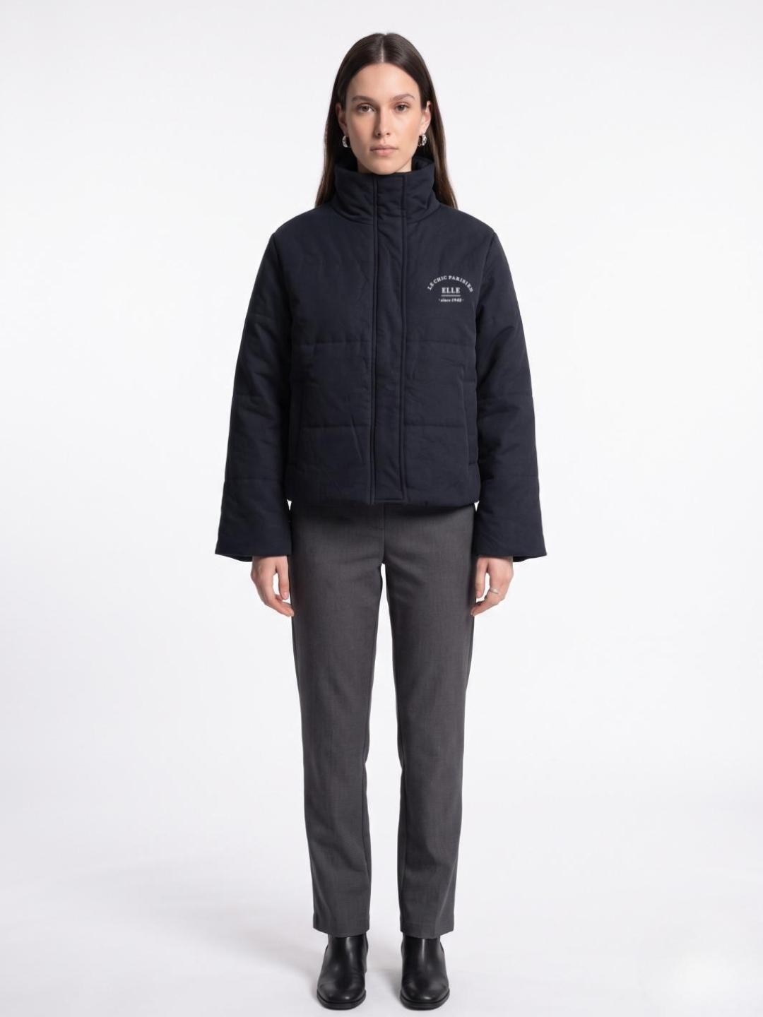 Elle Women Blue Solid Boxy Fit Jacket