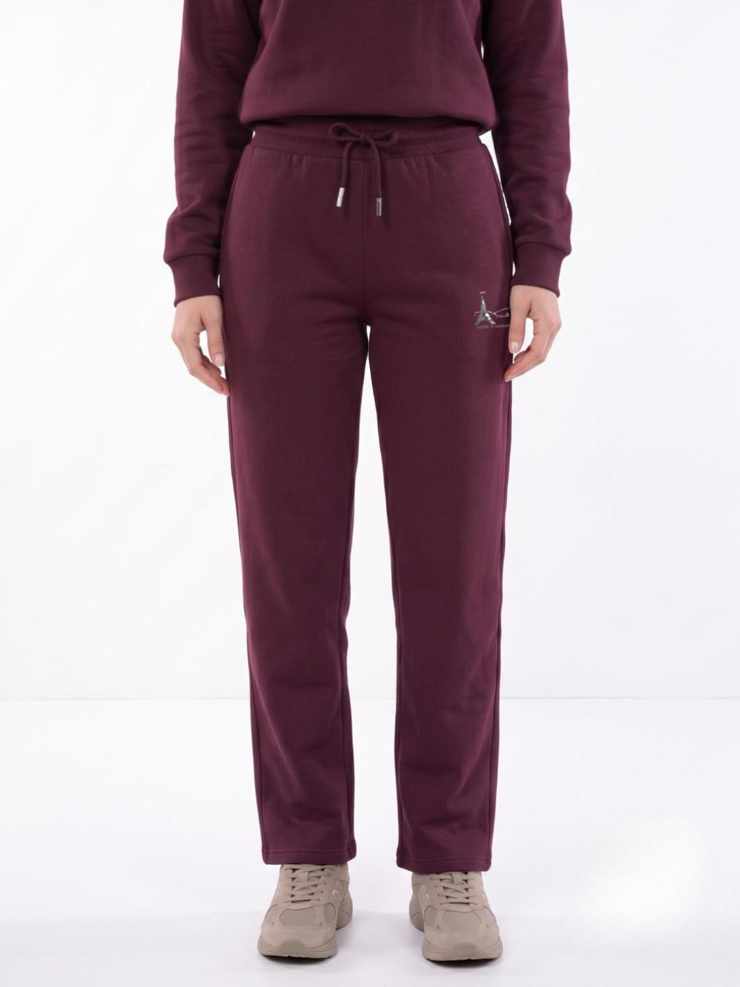 Elle Women Wine Solid Relaxed Fit Stretchable Sweatpant