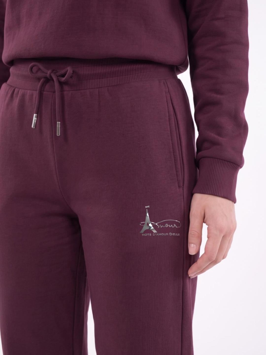Elle Women Wine Solid Relaxed Fit Stretchable Sweatpant