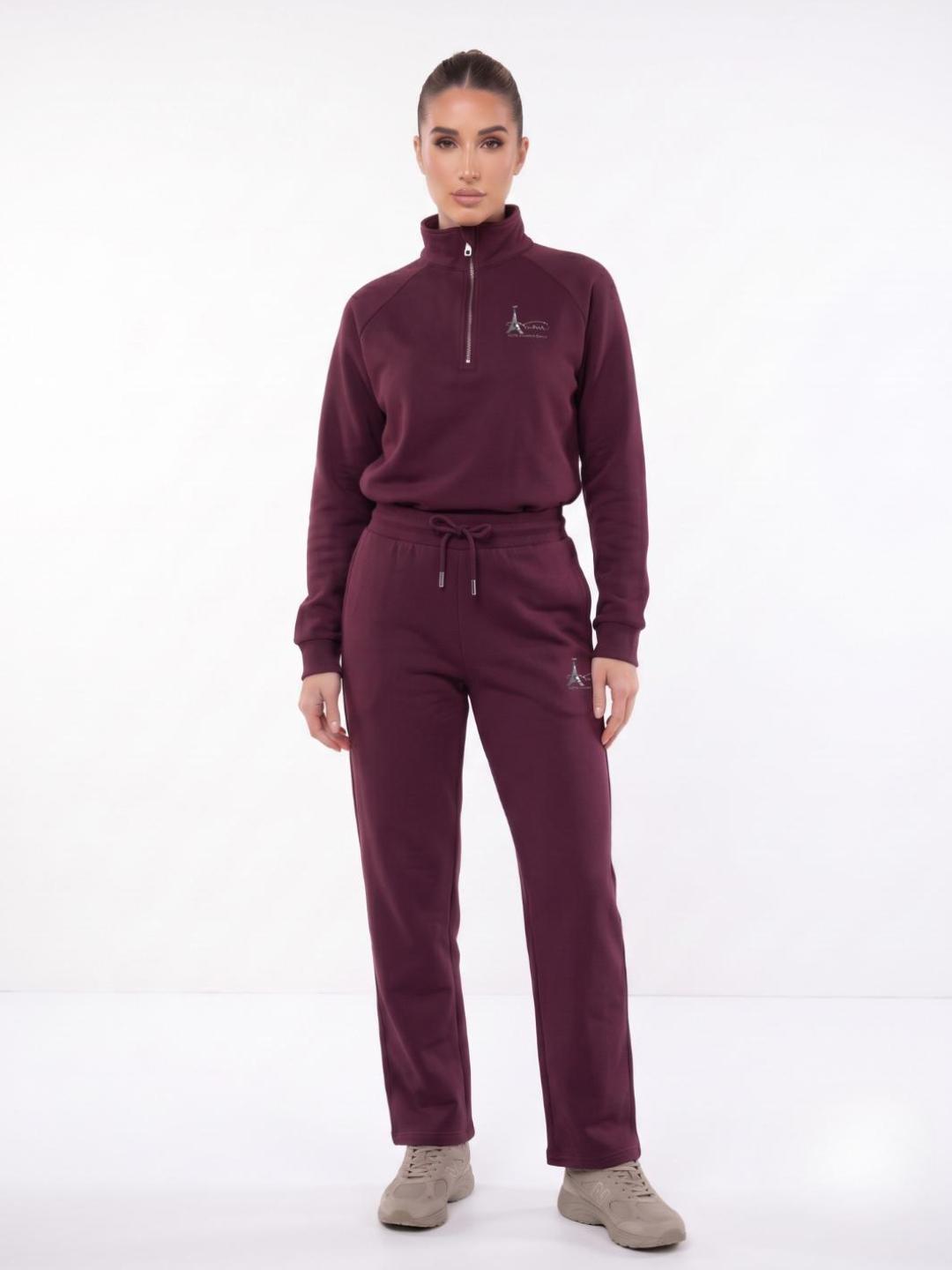 Elle Women Wine Solid Relaxed Fit Stretchable Sweatpant
